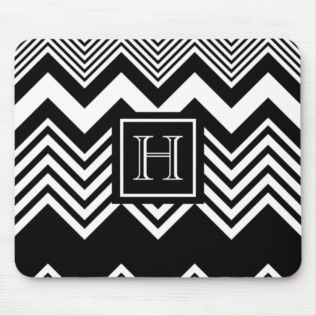 Black and White Chevron Mouse Mat (Front)