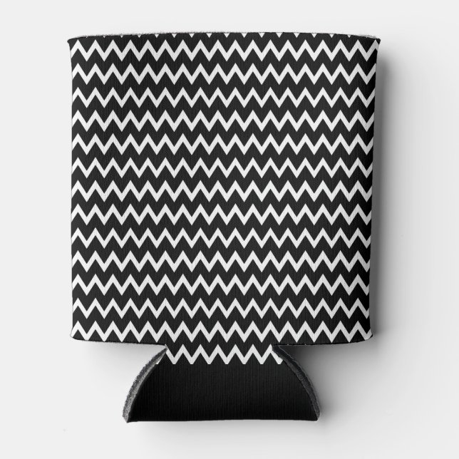  Black And White Chevron Pattern  Can Cooler (Front)