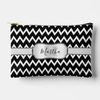 Black And White Chevron Pattern Monogrammed Small