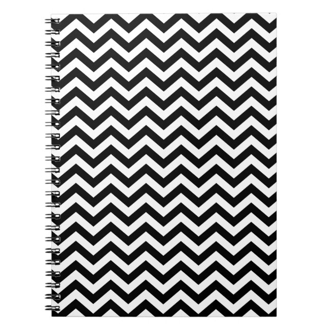 Black And White Chevron Pattern Notebook (Front)