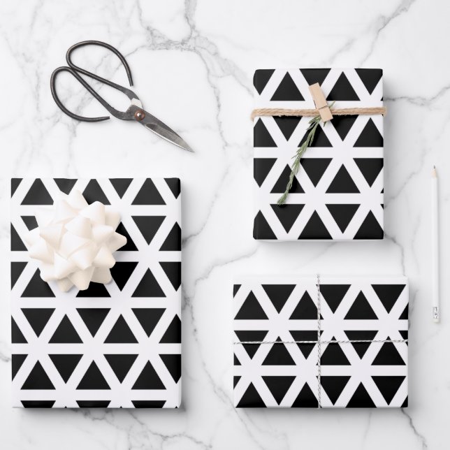 Black and White Chevron Pattern  Wrapping Paper Sheet (Front)