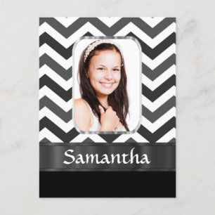 Black and white chevron postcard