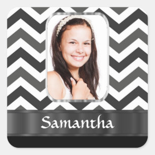 Black and white chevron square sticker