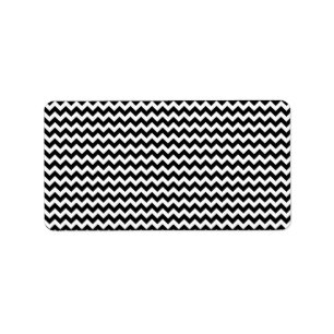 Black and White Chevron Stripe Label