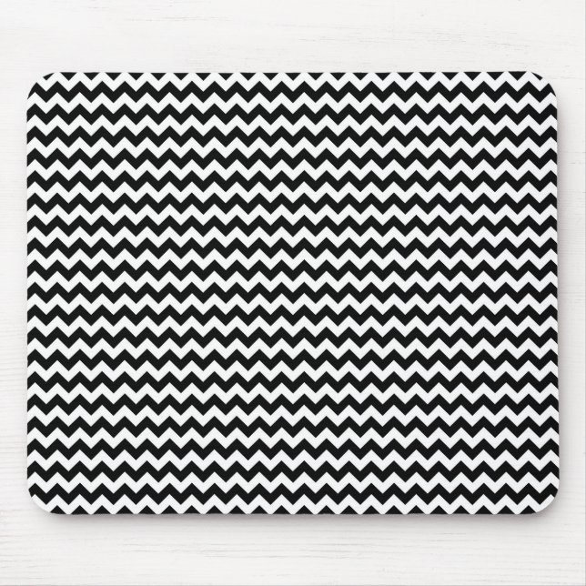 Black and White Chevron Stripe Mouse Mat (Front)