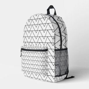 Black and White Chevron Stripe Pattern Printed Backpack