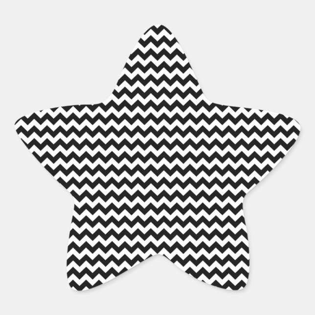 Black and White Chevron Stripe Star Sticker (Front)
