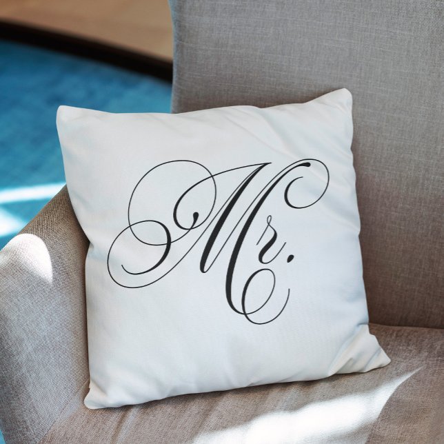 Black and White Chevron Stripes "Mr" Cushion (Creator Uploaded)