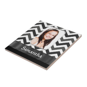 Black and white chevron tile
