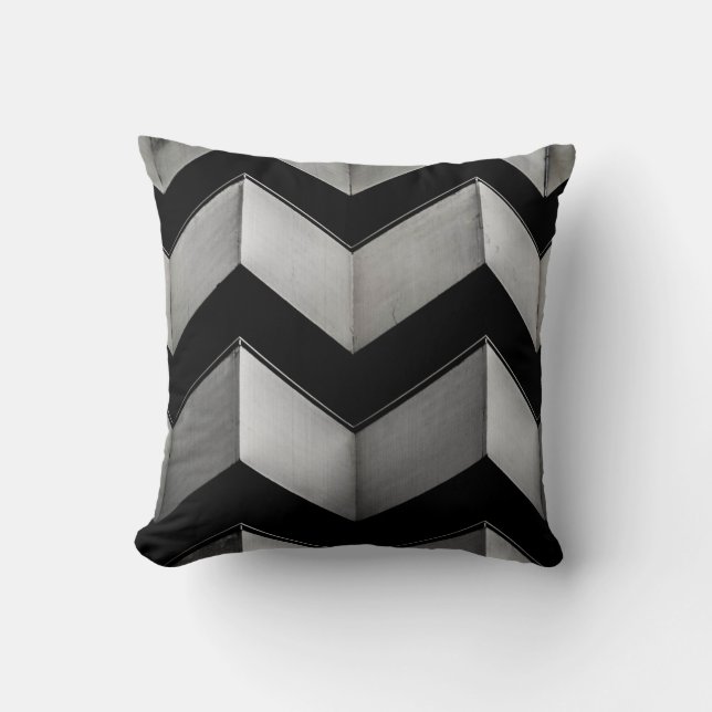 BLACK AND WHITE CHEVRON WALLPAPER CUSHION (Front)