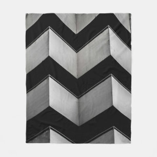 BLACK AND WHITE CHEVRON WALLPAPER FLEECE BLANKET