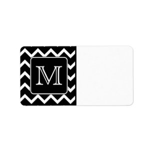 Black and White Chevron with Custom Monogram. Label