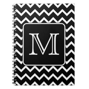Black and White Chevron with Custom Monogram. Notebook