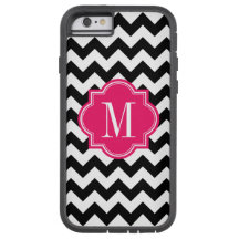 Black and White Chevron with Hot Pink Monogram