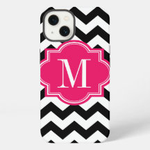 Black and White Chevron with Hot Pink Monogram