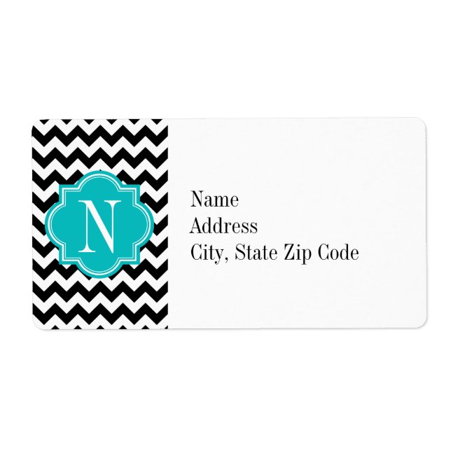 Black and White Chevron with Teal Monogram (Front)