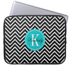 Black and White Chevron with Teal Monogram