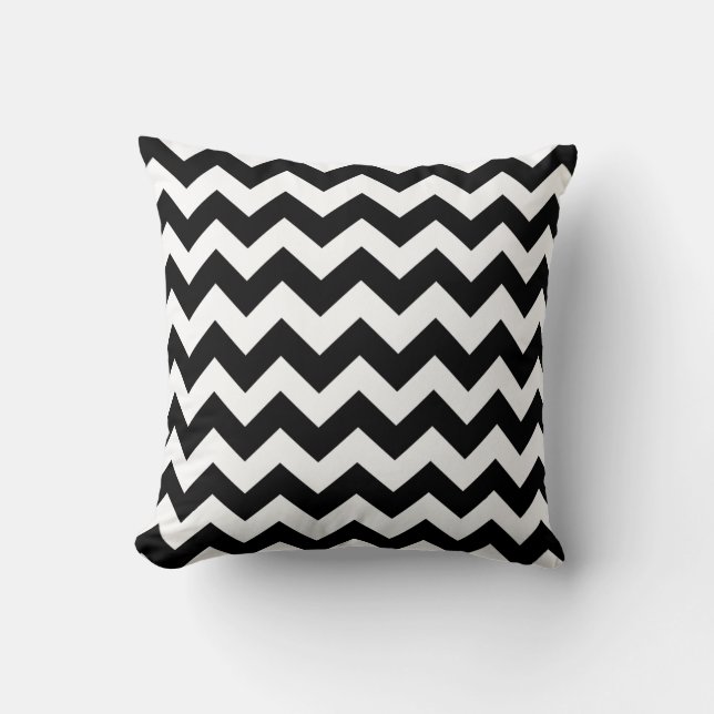 Black and White Chevron Zig Zag Pillow (Front)