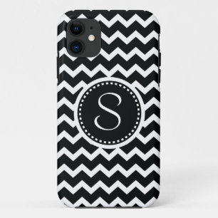 Black and White Chevron Zig Zag Retro Elegance iPhone 11 Case