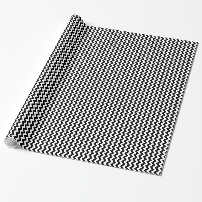 Black and White Chevron Zig Zag Wrapping Paper (Unrolled)