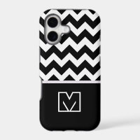 Black and White Chevron Zigzag. Custom Monogram