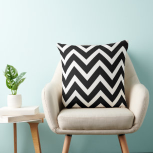 Black and White Chevron Zigzag Stripes Pillow