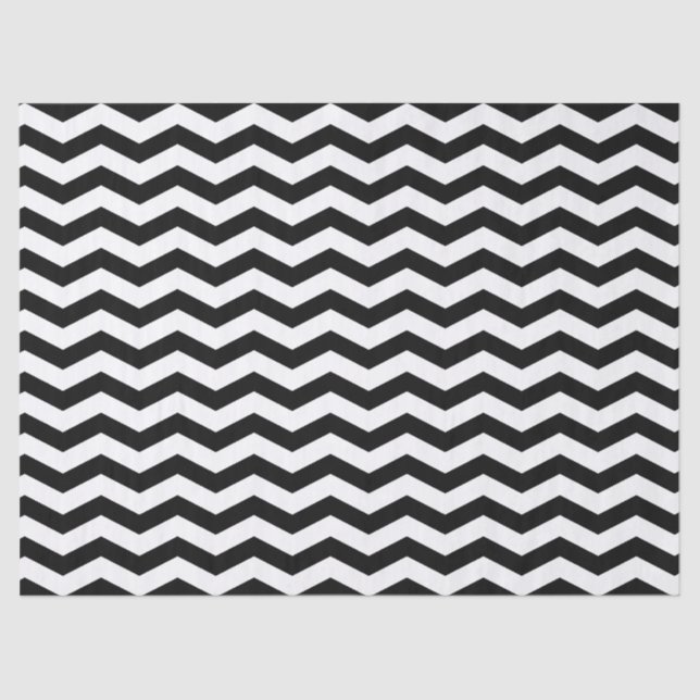 Black and White Chevron Zigzag Tissue Paper (Front)