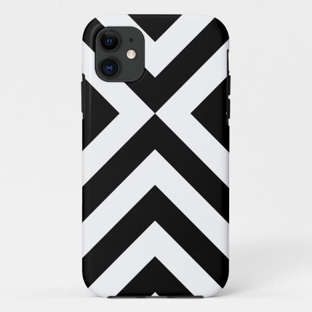 Black and White Chevrons Case-Mate iPhone Case (Back)