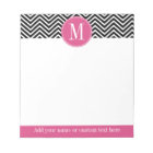 Black and White Chevrons Custom Pink Monogram