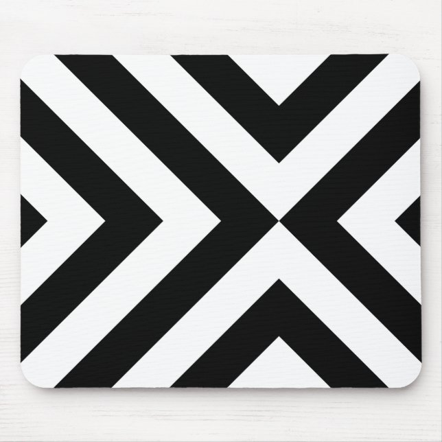 Black and White Chevrons Mouse Mat (Front)
