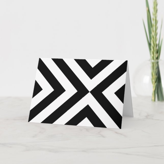 Black and White Chevrons Thank You Card (Front)