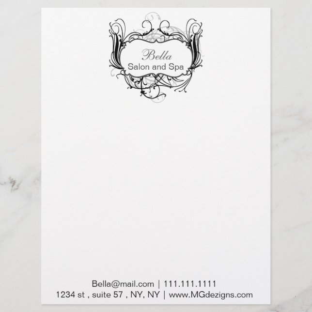 black and white Chic Business letterheads Letterhead Template (Front)