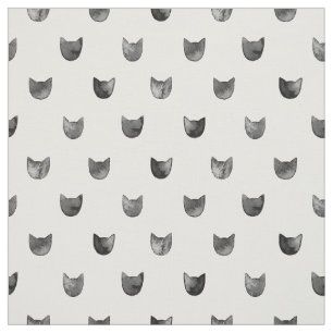 Black and White Chic Cute Cat Pattern Fabric