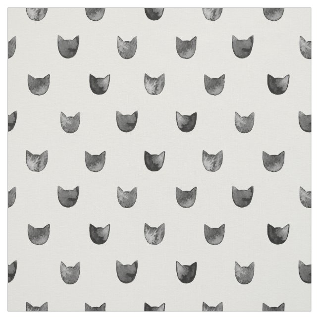 Black and White Chic Cute Cat Pattern Fabric (Swatch)