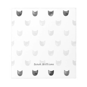 Black and White Chic Cute Cat Pattern Notepad