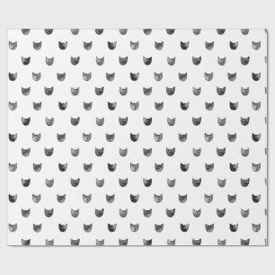 Black and White Chic Cute Cat Pattern Wrapping Paper