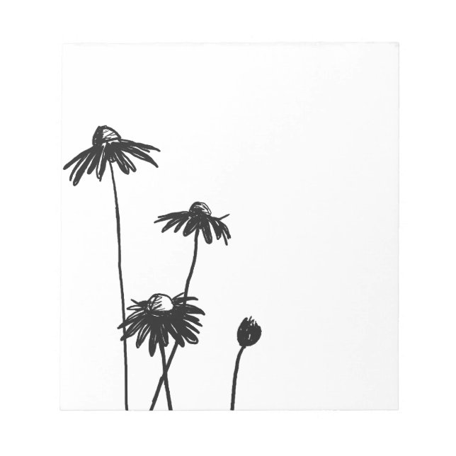Black and White Chic Flower Notepad (Front)