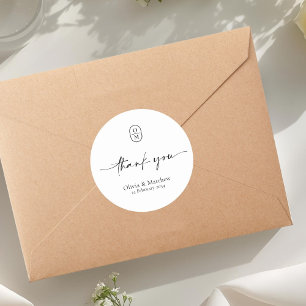Black and White Chic & Modern Wedding Monogram Classic Round Sticker