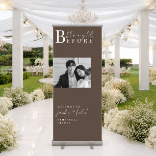 Black and White Chic Rehearsal Dinner Welcome Retractable Banner