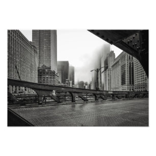 Black and White Chicago City View Photo Print