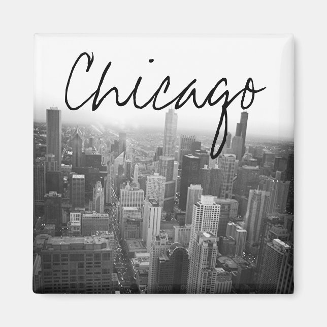 Black and White Chicago Skyline Magnet (Front)