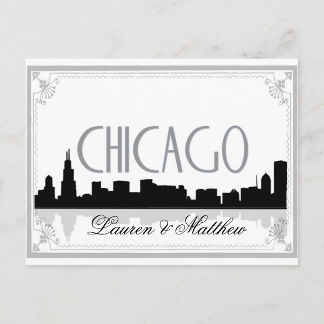 Black and white Chicago skyline Postcard (Front)