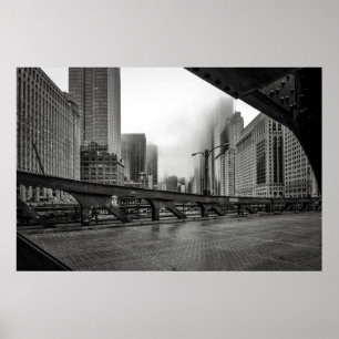Black and White Chicago View photography Poster