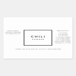 Black and White Chilli Powder Spice Blend Rectangular Sticker