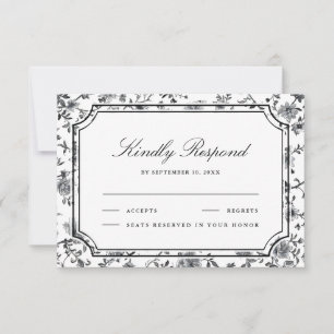 Black and White Chinoiserie Wedding RSVP Card