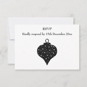 Black and White Christmas Bauble Design. RSVP Card