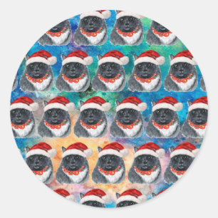Black and White Christmas Cat Christmas Classic Round Sticker