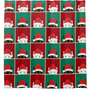 Black And White Christmas Cats Shower Curtain