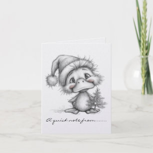 Black and White Christmas Duck Note Card