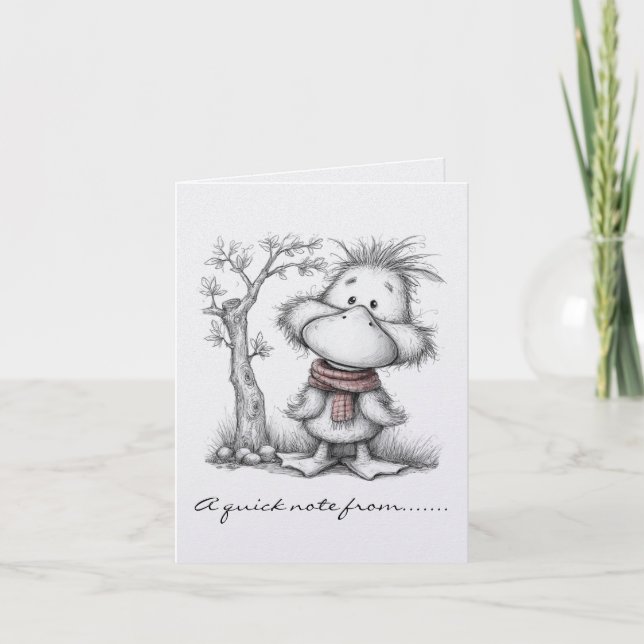 Black and White Christmas Goose Note Card (Front)